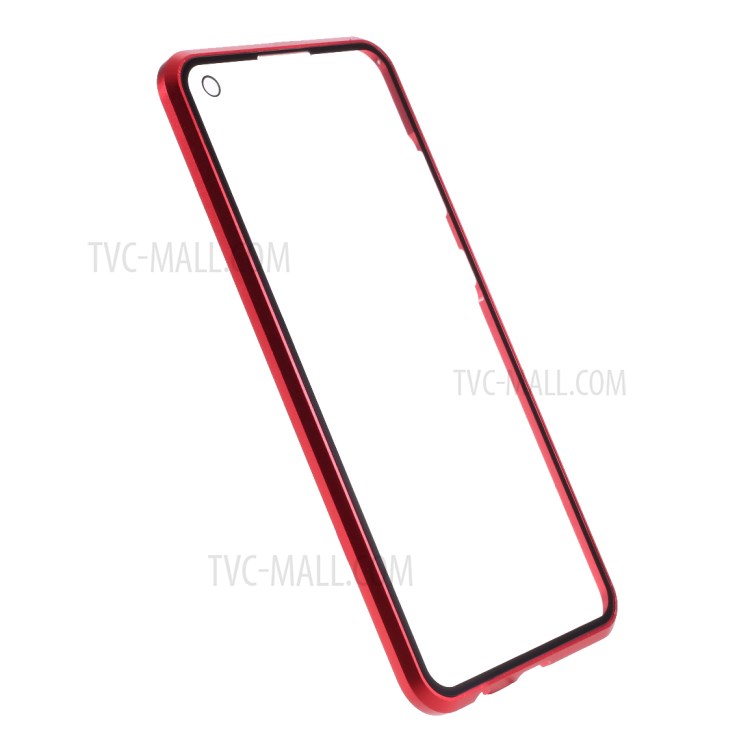 Magnetic Adsorption Tempered Glass + Metal Full Protection Case for Xiaomi Redmi Note 9/Redmi 10X 4G - Red-4