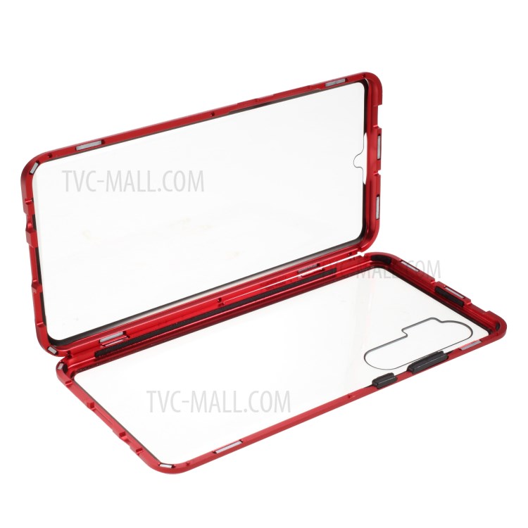 Detachable Shell Metal Magnetic Frame + Tempered Glass Cover for Xiaomi Mi Note 10 Lite - Red-1