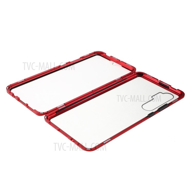 Detachable Shell Metal Magnetic Frame + Tempered Glass Cover for Xiaomi Mi Note 10 Lite - Red-2