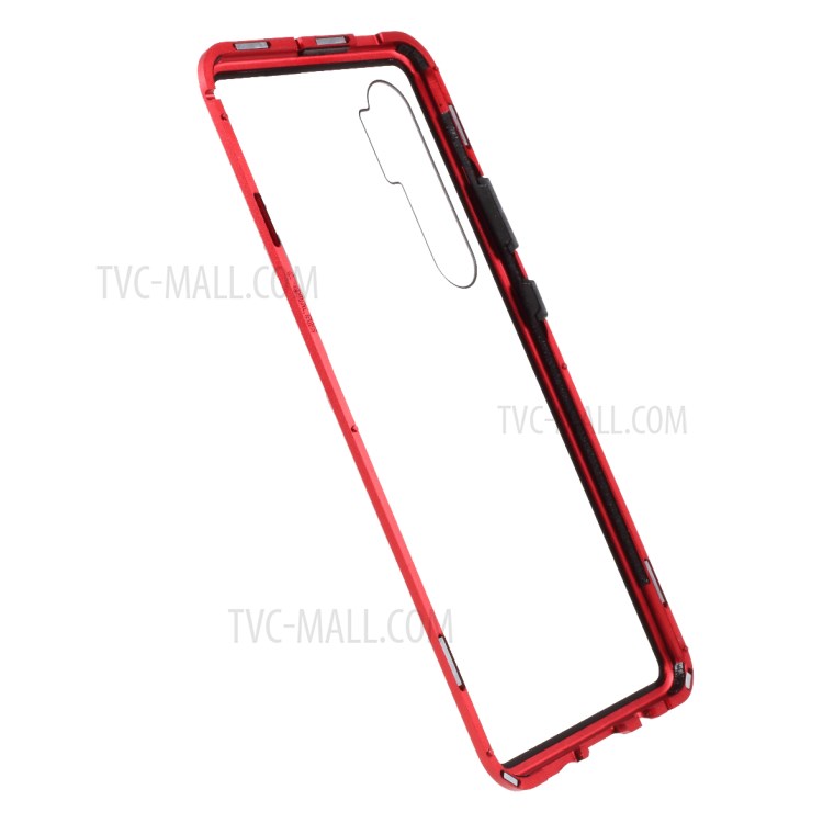 Detachable Shell Metal Magnetic Frame + Tempered Glass Cover for Xiaomi Mi Note 10 Lite - Red-3
