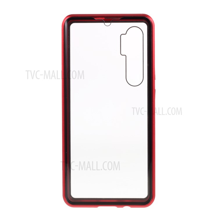 Detachable Shell Metal Magnetic Frame + Tempered Glass Cover for Xiaomi Mi Note 10 Lite - Red-5
