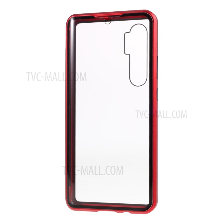 Detachable Shell Metal Magnetic Frame + Tempered Glass Cover for Xiaomi Mi Note 10 Lite - Red-6