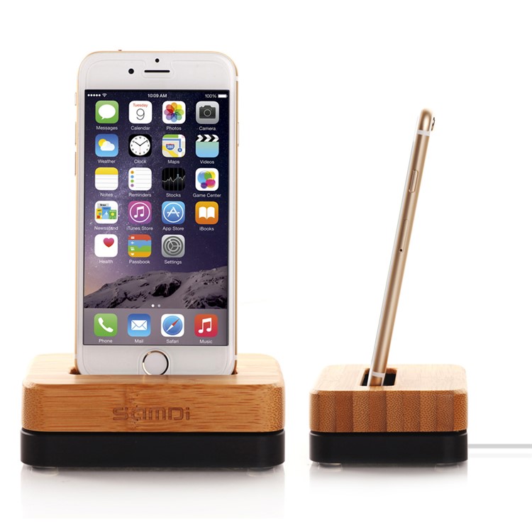 

SAMDI Bamboo and Aluminum Alloy Universal Charging Stand for iPhone 7 Plus, 6, 5 etc. - Black