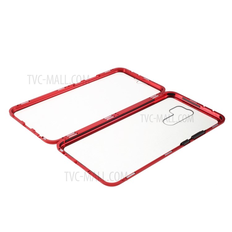 Magnetic Adsorption Metal Frame + Double-sided Tempered Glass Phone Case for Xiaomi Redmi 9 - Red-2