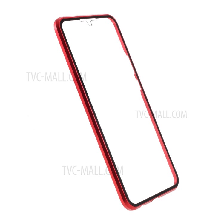 Magnetic Adsorption Metal Frame + Double-sided Tempered Glass Phone Case for Xiaomi Redmi 9 - Red-4