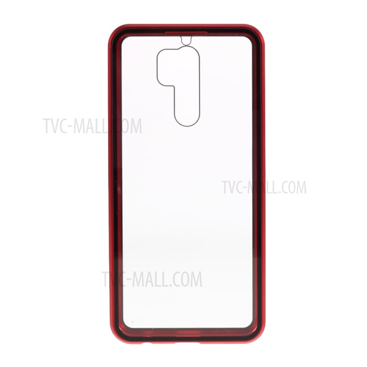 Magnetic Adsorption Metal Frame + Double-sided Tempered Glass Phone Case for Xiaomi Redmi 9 - Red-5