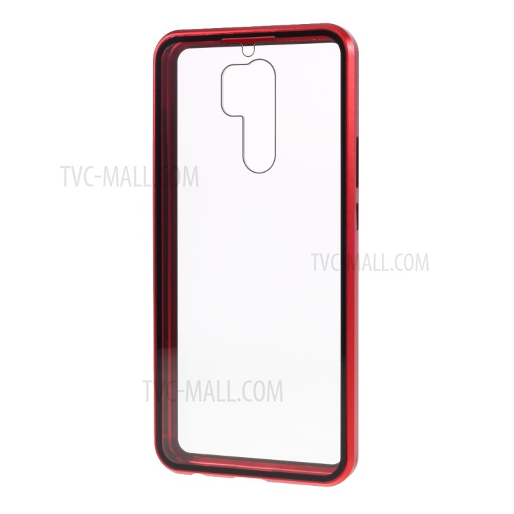 Magnetic Adsorption Metal Frame + Double-sided Tempered Glass Phone Case for Xiaomi Redmi 9 - Red-6