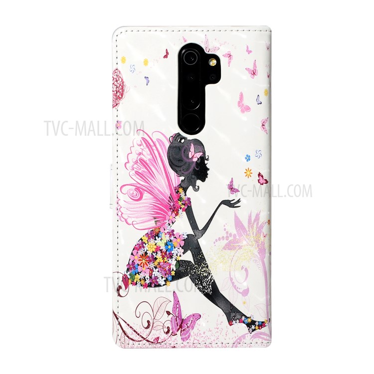 Light Spot Decor Pattern Printing Leather Case Stand Wallet Mobile Phone Cover for Xiaomi Redmi Note 8 Pro - Beauty Girl-2