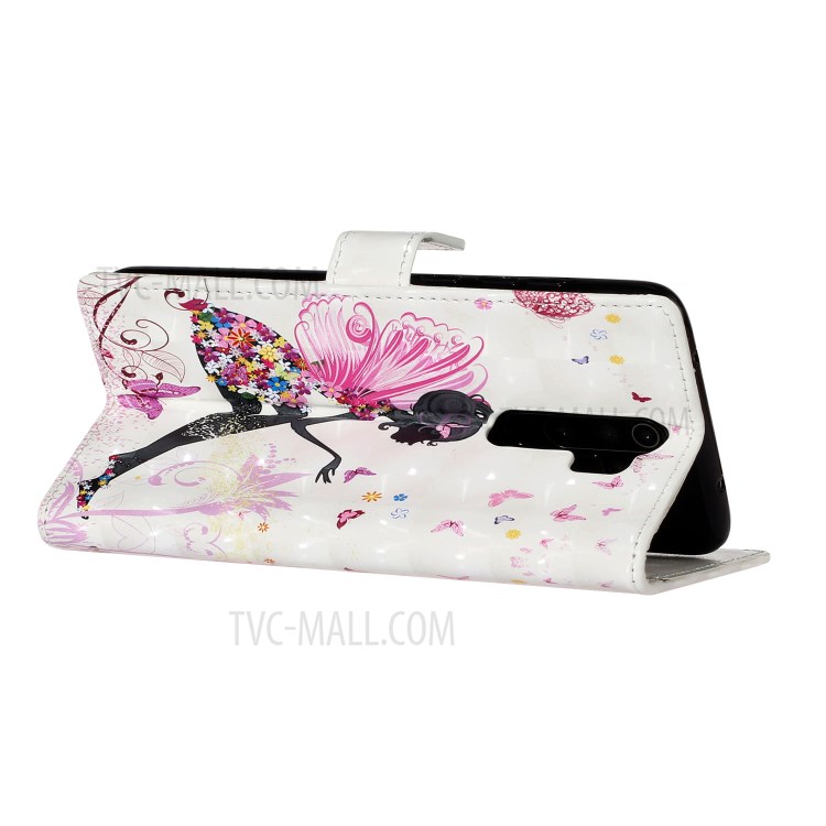 Light Spot Decor Pattern Printing Leather Case Stand Wallet Mobile Phone Cover for Xiaomi Redmi Note 8 Pro - Beauty Girl-3