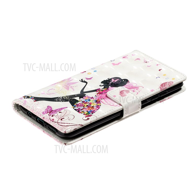 Light Spot Decor Pattern Printing Leather Case Stand Wallet Mobile Phone Cover for Xiaomi Redmi Note 8 Pro - Beauty Girl-4