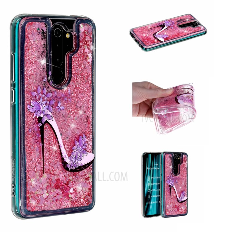 Pattern Printing Glitter Powder Quicksand TPU Protective Case for Xiaomi Redmi Note 8 Pro - High Heels-1