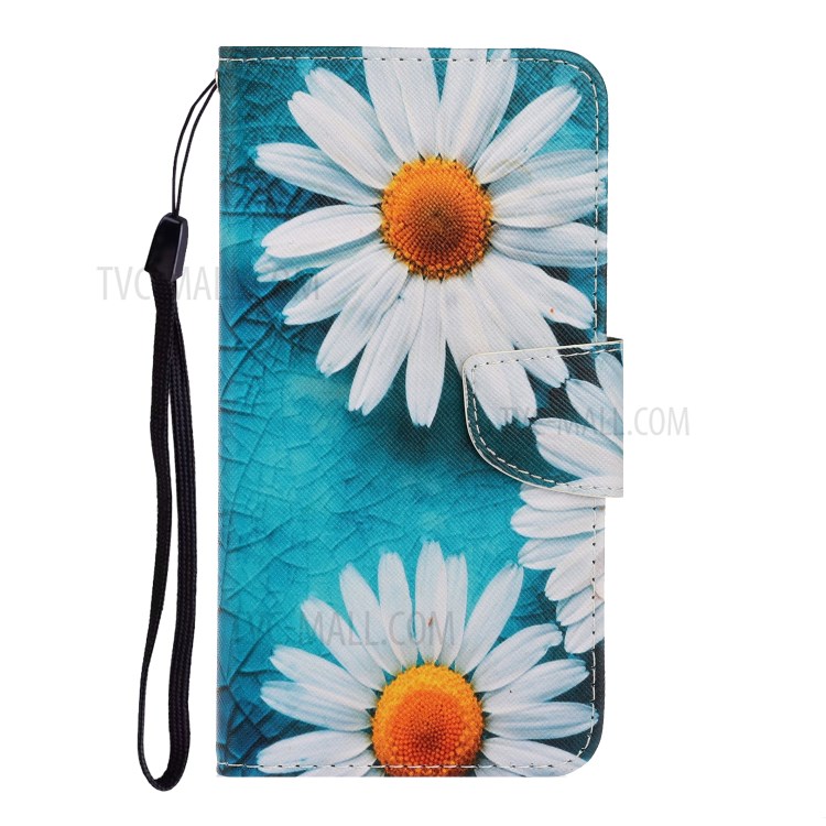 Pattern Printing Flip Leather Case Wallet Phone Cover with Stand for Xiaomi Redmi 9 - White Flowers-2