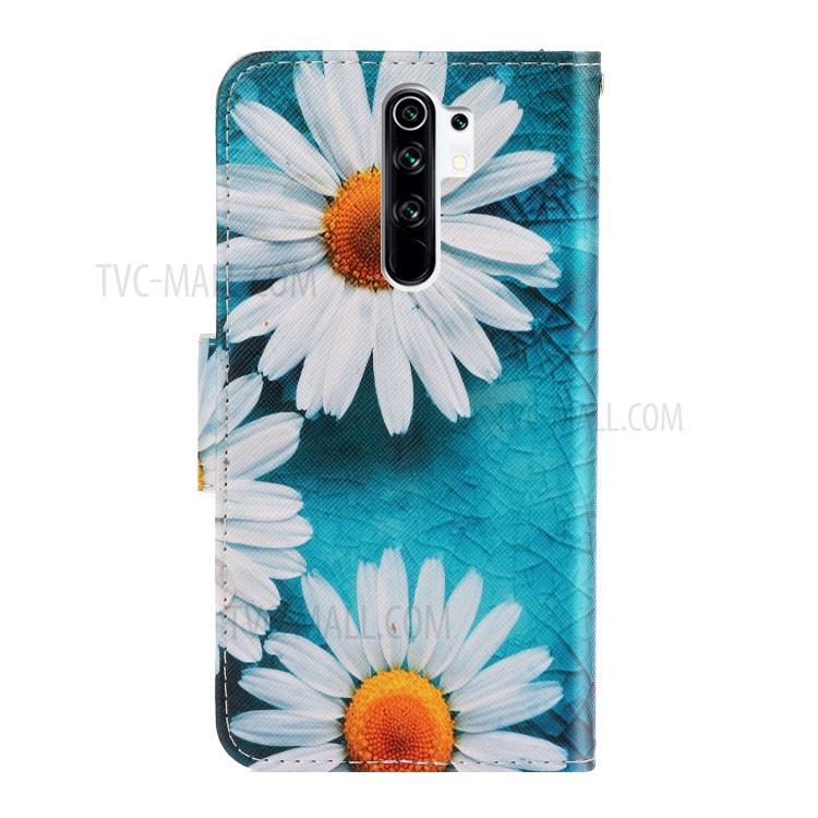 Pattern Printing Flip Leather Case Wallet Phone Cover with Stand for Xiaomi Redmi 9 - White Flowers-3