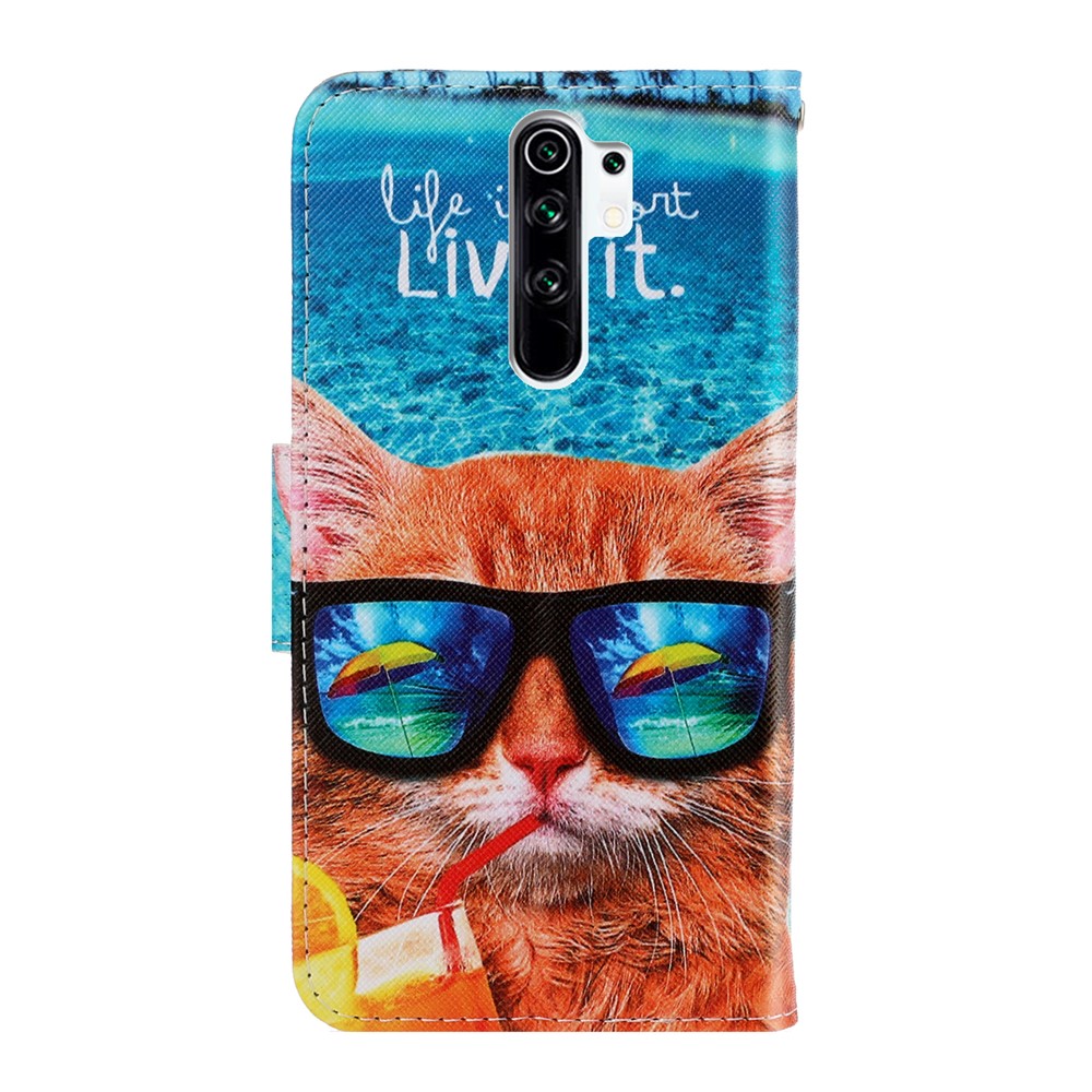 Pattern Printing Flip Leather Case Wallet Phone Cover with Stand for Xiaomi Redmi 9 - Cool Cat-2