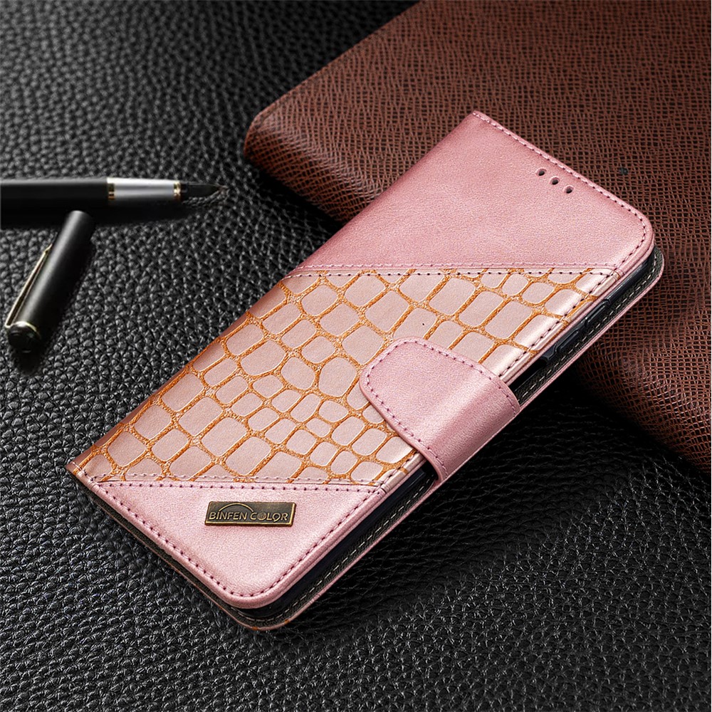 Кожа Крокодил Кожи Оболочка Для Xiaomi Реого Примечания 9s / Реое Примечание 9 Про Макс / Реое Примечание 9 Про - Розовое Золото-7