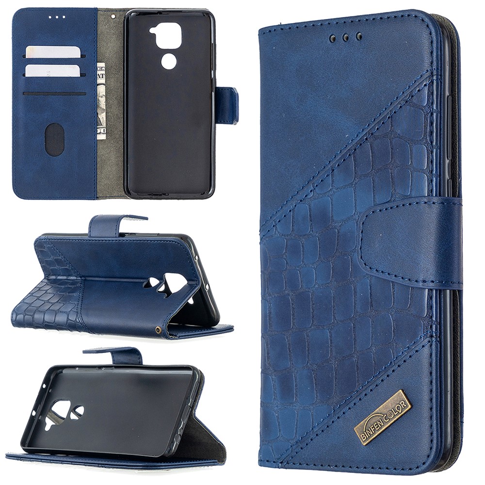 Crocodile Skin Assorted Color Style Leather Wallet Case for Xiaomi Redmi Note 9 / Redmi 10X 4G - Blue-1