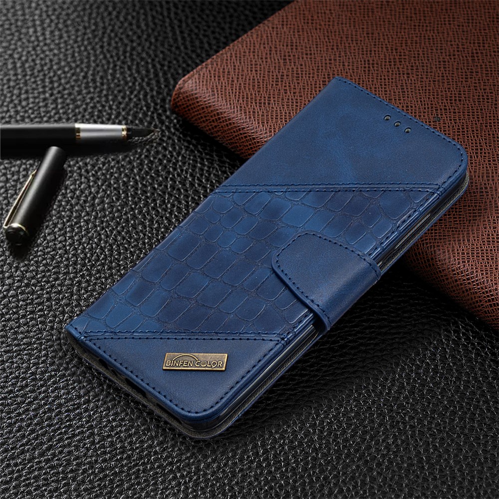 Crocodile Skin Assorted Color Style Leather Wallet Case for Xiaomi Redmi Note 9 / Redmi 10X 4G - Blue-7