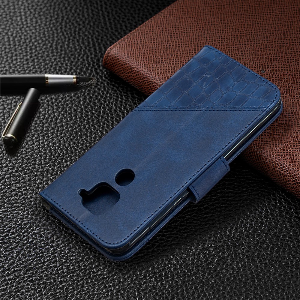 Crocodile Skin Assorted Color Style Leather Wallet Case for Xiaomi Redmi Note 9 / Redmi 10X 4G - Blue-8