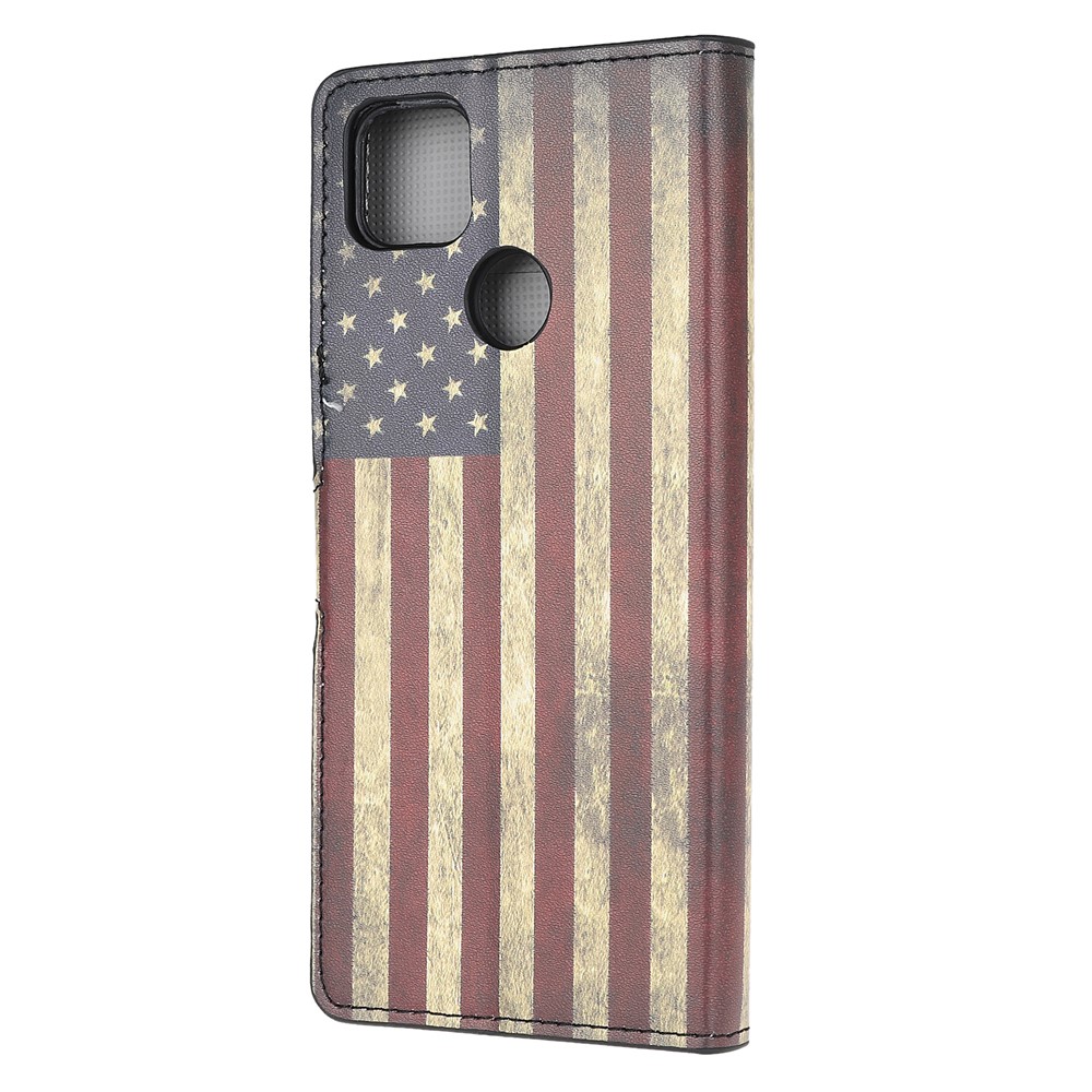 Pattern Printing Wallet Leather Stand Case for Xiaomi Redmi 9C - Retro American Flag-3