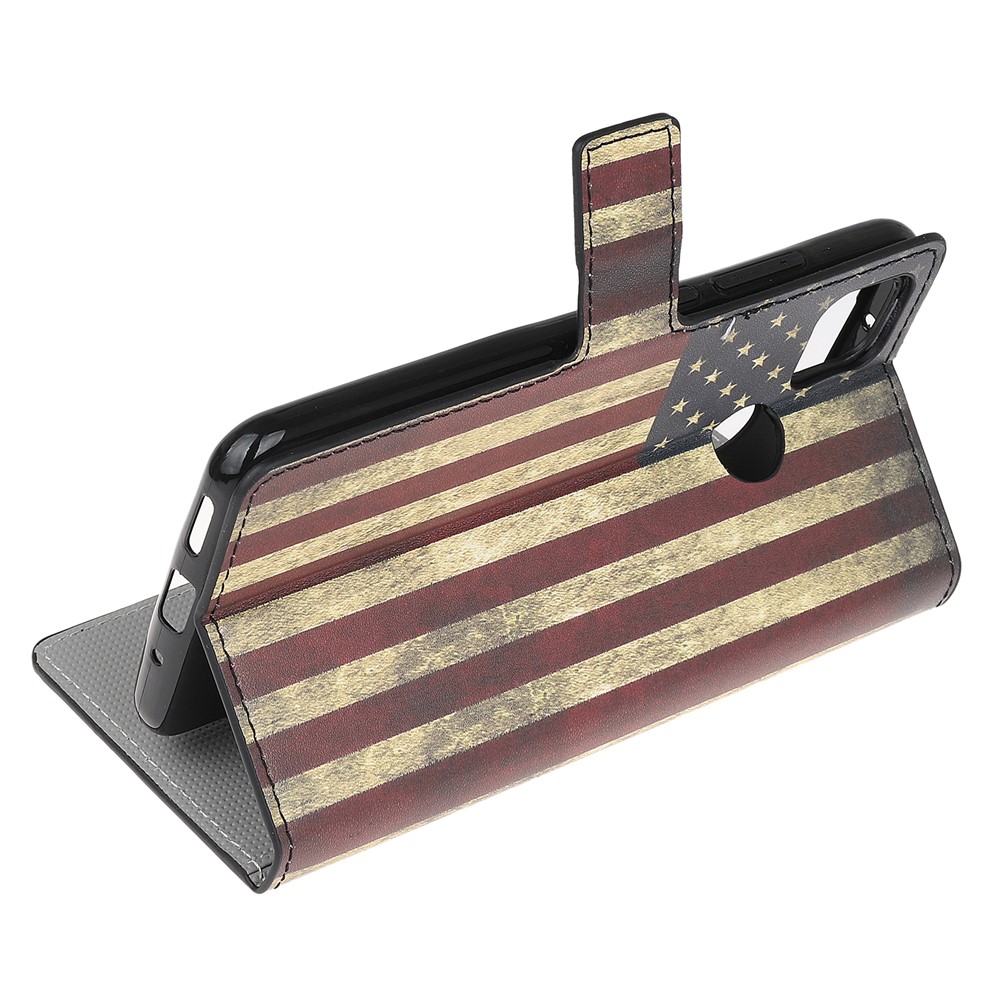 Pattern Printing Wallet Leather Stand Case for Xiaomi Redmi 9C - Retro American Flag-4