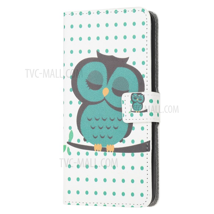 Pattern Printing Wallet Leather Stand Case for Xiaomi Redmi 9C - Sleeping Owl on the Branch-2