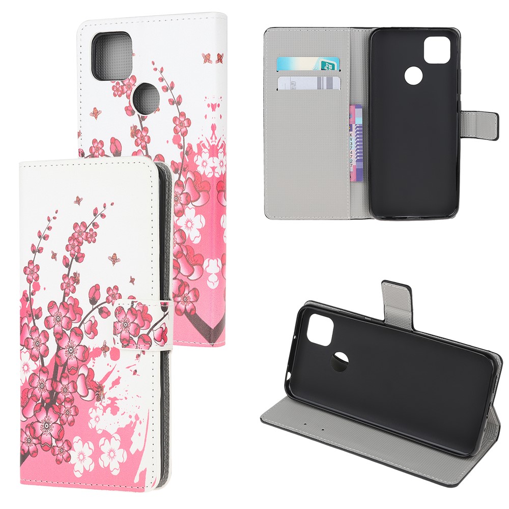 Pattern Printing Wallet Leather Stand Case for Xiaomi Redmi 9C - Plum Blossom-1
