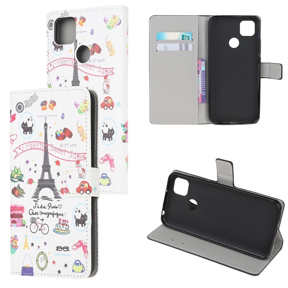 Pattern Printing Wallet Leather Stand Case for Xiaomi Redmi 9C - Eiffel Tower-1