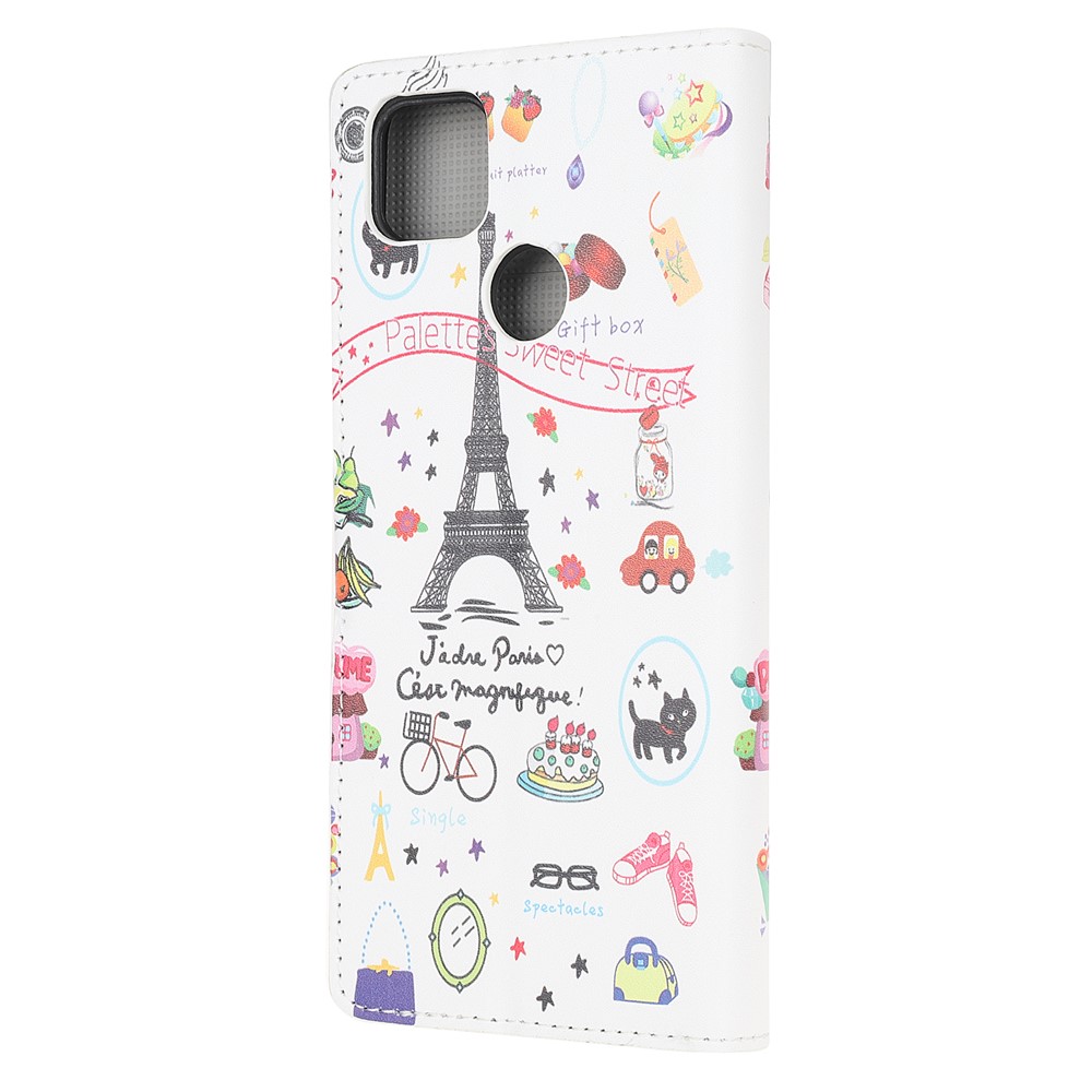 Pattern Printing Wallet Leather Stand Case for Xiaomi Redmi 9C - Eiffel Tower-3