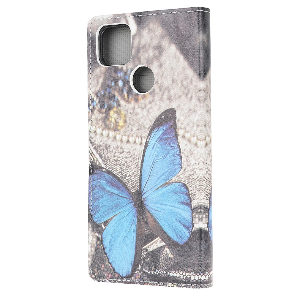 Pattern Printing Wallet Leather Stand Case for Xiaomi Redmi 9C - Blue Butterfly-3