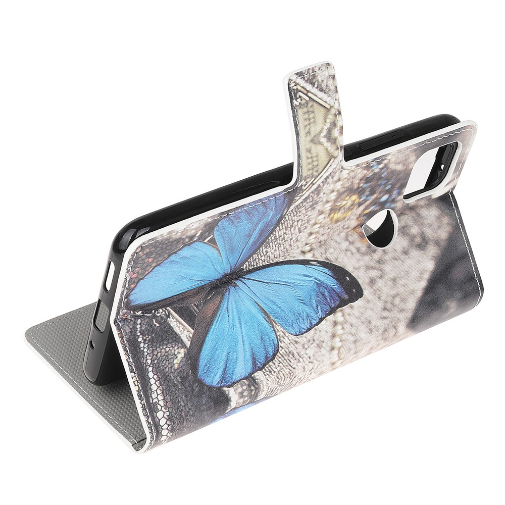 Pattern Printing Wallet Leather Stand Case for Xiaomi Redmi 9C - Blue Butterfly-4