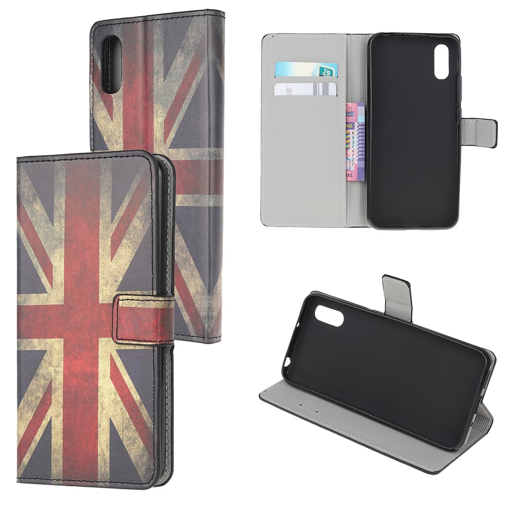 Pattern Printing Magnetic Leather Stand Case for Xiaomi Redmi 9A - Vintage UK Flag-1