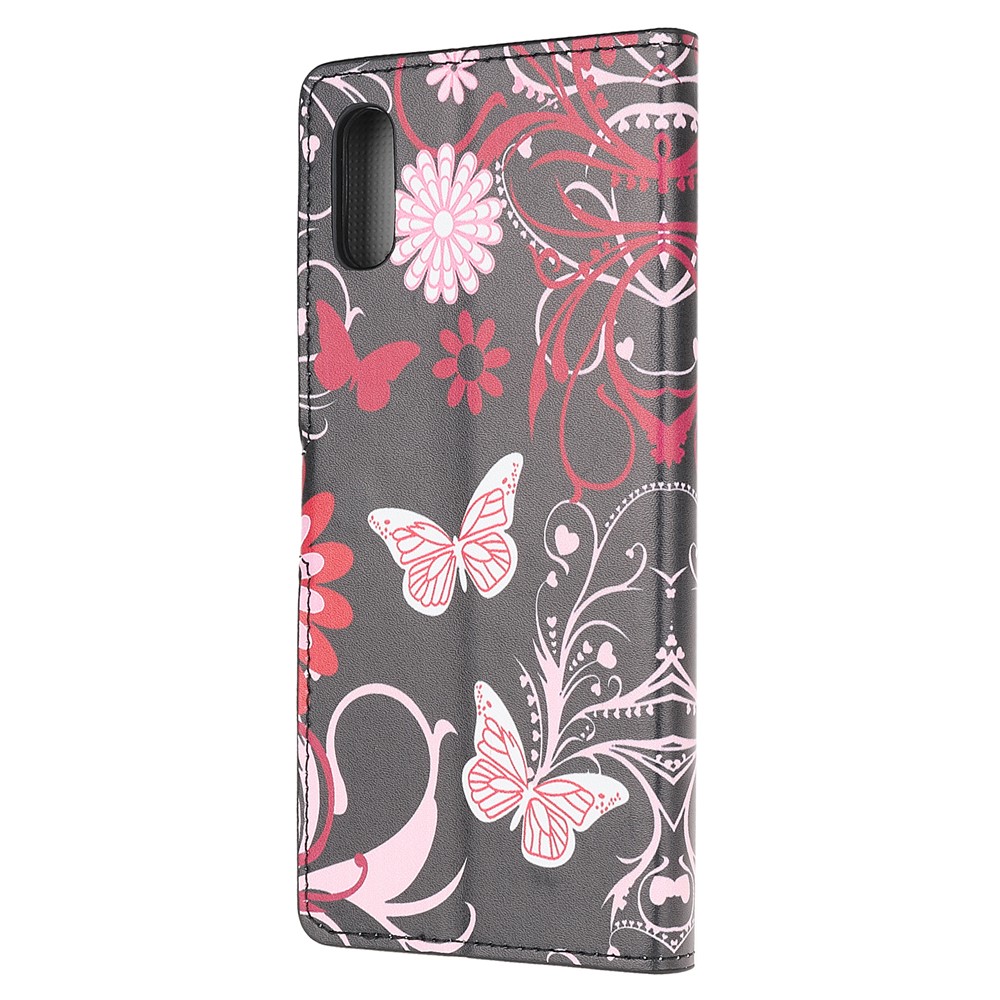 Pattern Printing Magnetic Leather Stand Case for Xiaomi Redmi 9A - Butterfly and Flowers-3