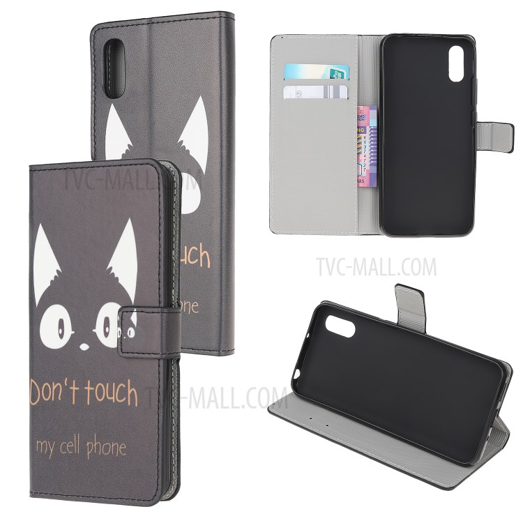 Pattern Printing Magnetic Leather Stand Case for Xiaomi Redmi 9A - Do not Touch My Cell Phone-1