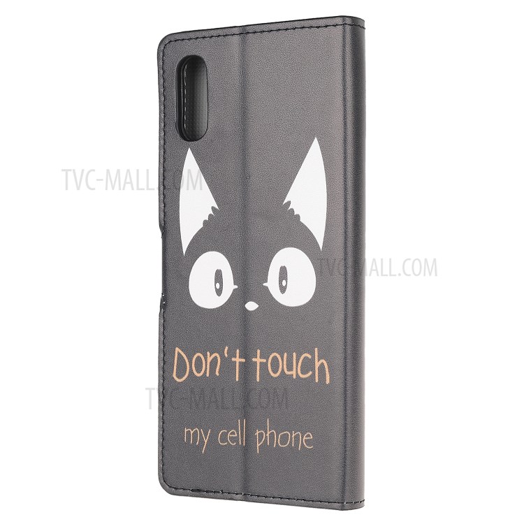 Pattern Printing Magnetic Leather Stand Case for Xiaomi Redmi 9A - Do not Touch My Cell Phone-3