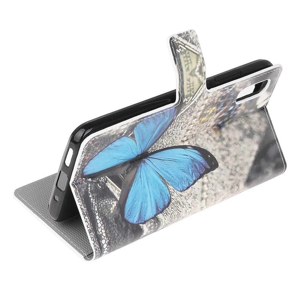 Pattern Printing Magnetic Leather Stand Case for Xiaomi Redmi 9A - Blue Butterfly-4