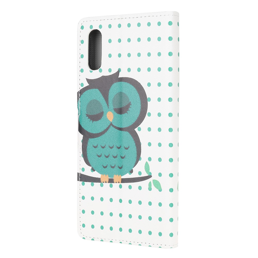 Pattern Printing Magnetic Leather Stand Case for Xiaomi Redmi 9A - Sleeping Owl on the Branch-3