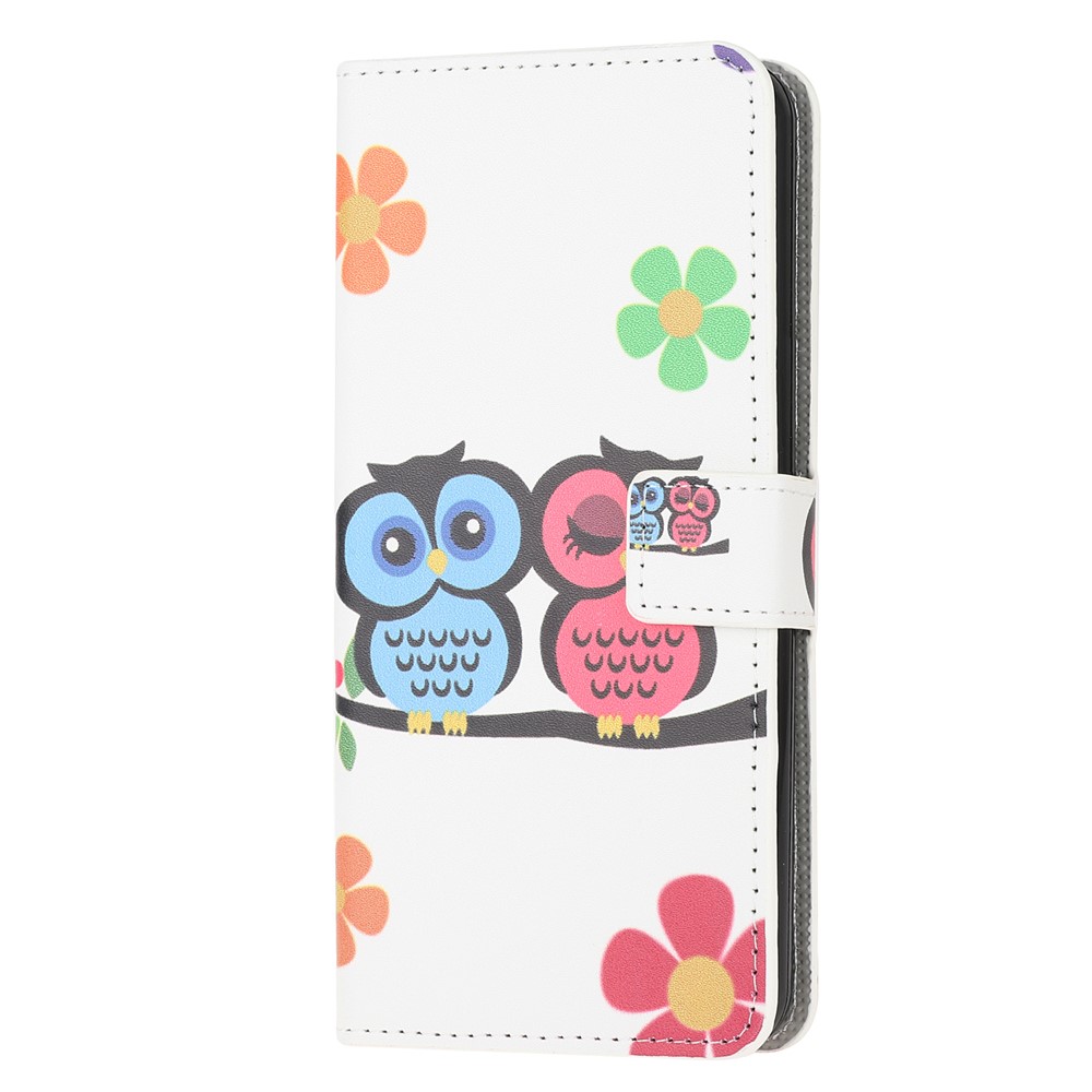 Pattern Printing Magnetic Leather Stand Case for Xiaomi Redmi 9A - Flowers and Owls-2