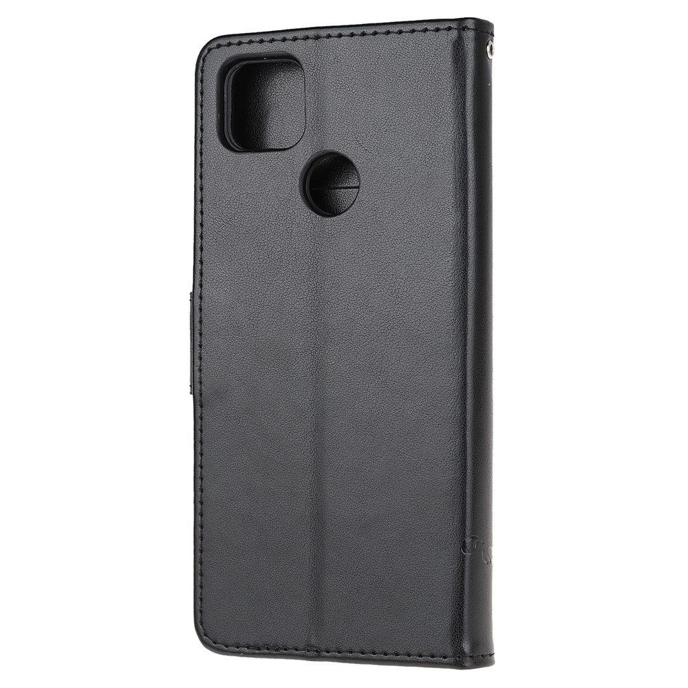 Imprint Butterfly Flowers Leather Wallet Case for Xiaomi Redmi 9C - Black-3