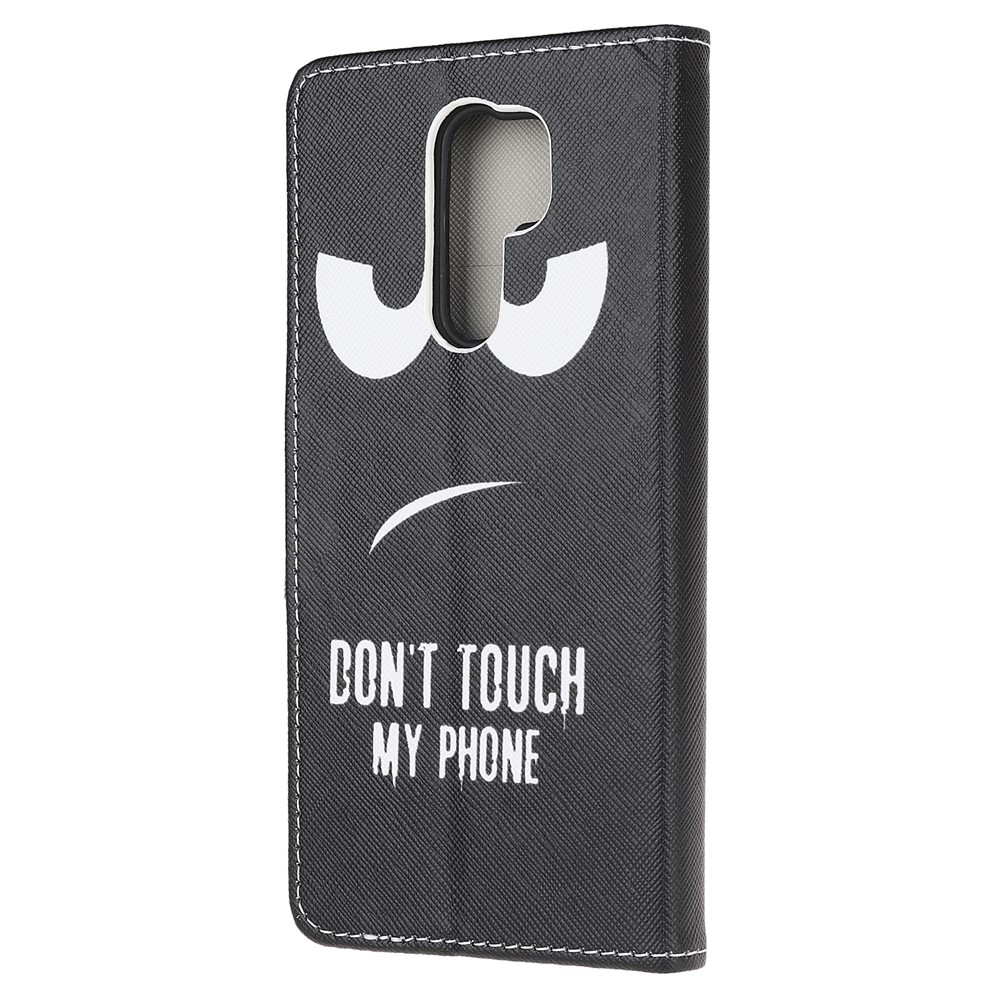 Cross Texture Patterned Wallet Leather Stand Mobile Phone Cover Case for Xiaomi Redmi 9 - Don't Touch My Phone-3