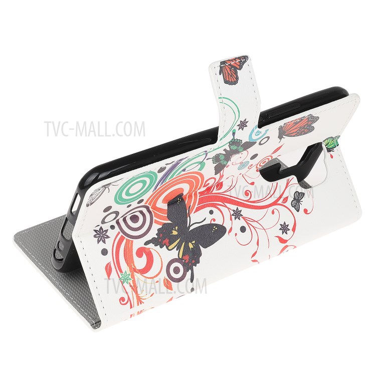 Pattern Printing Leather Wallet Case for Xiaomi Redmi 9 - Butterfly Circles-4