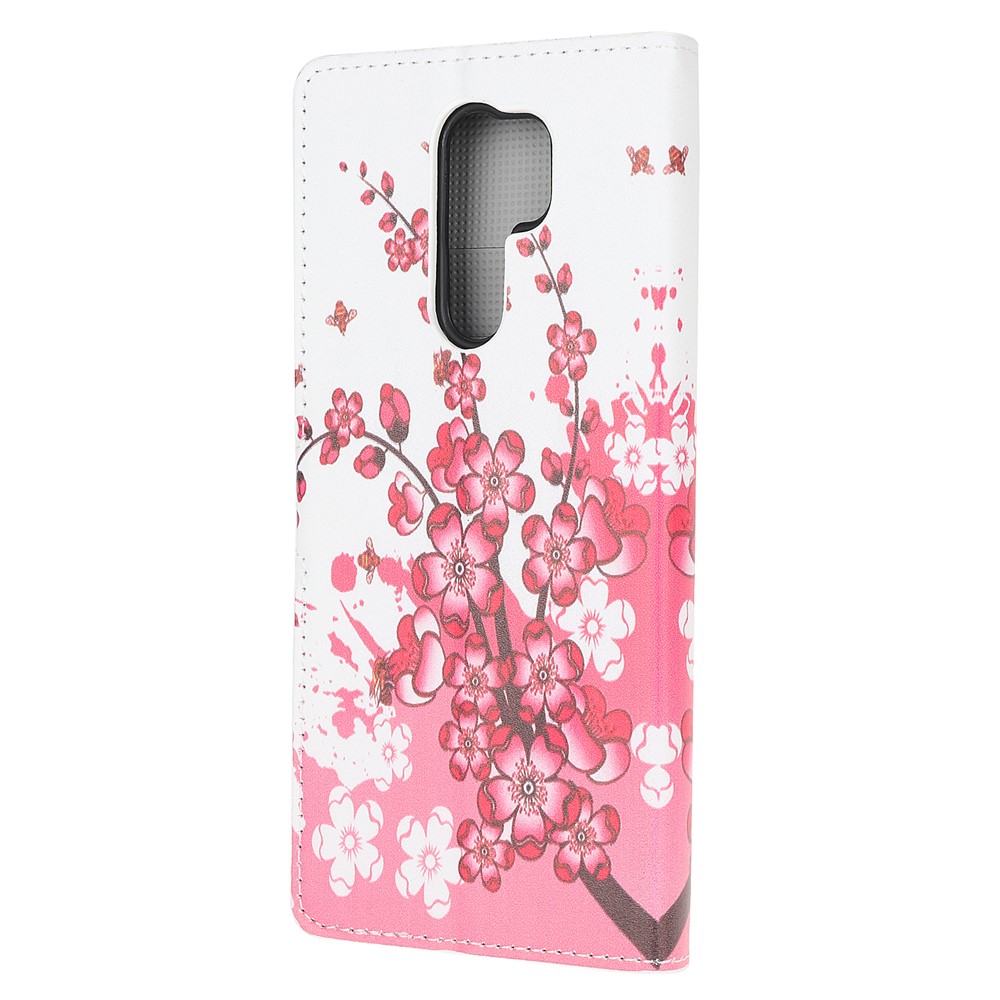 Pattern Printing Leather Wallet Case for Xiaomi Redmi 9 - Plum Blossom-3
