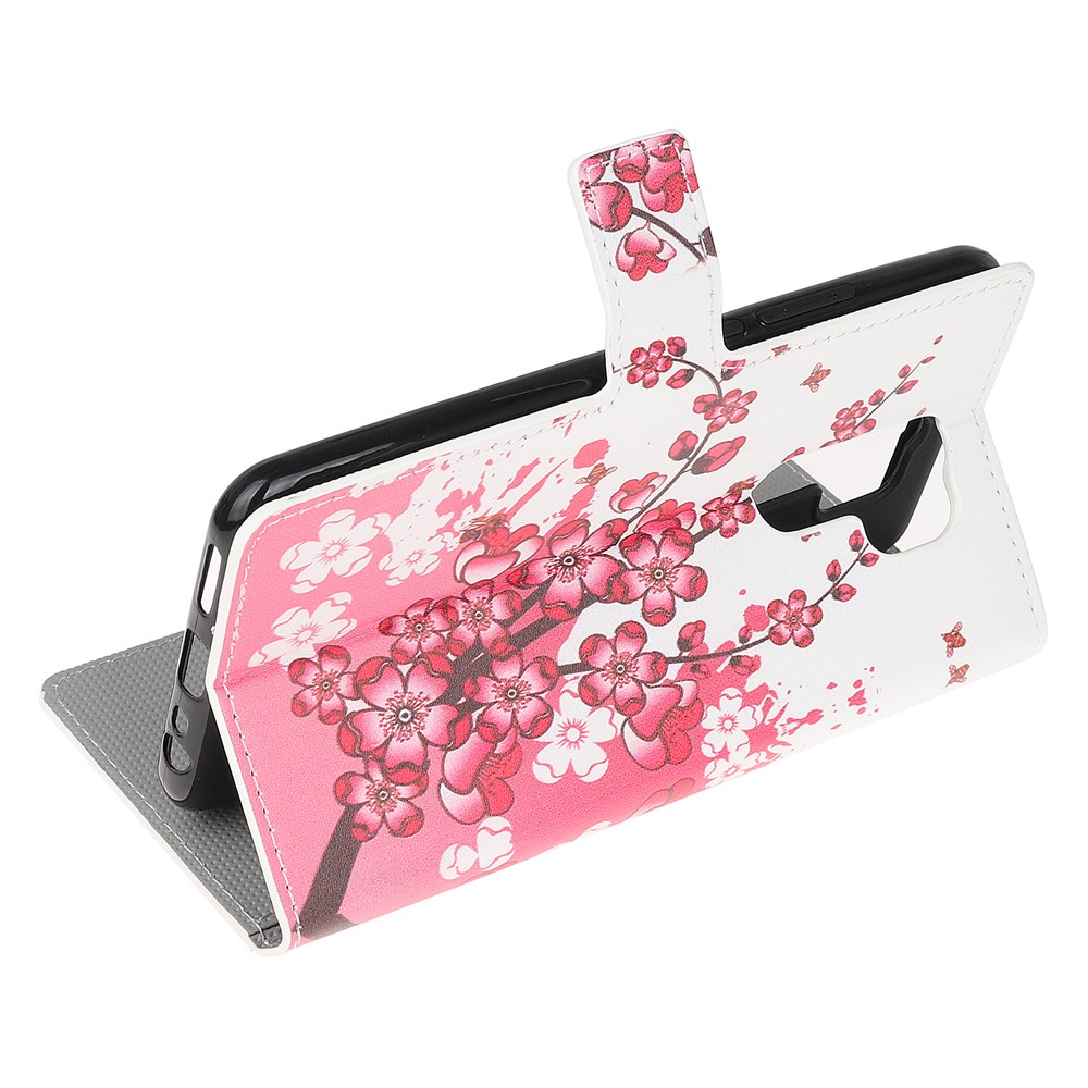 Pattern Printing Leather Wallet Case for Xiaomi Redmi 9 - Plum Blossom-4