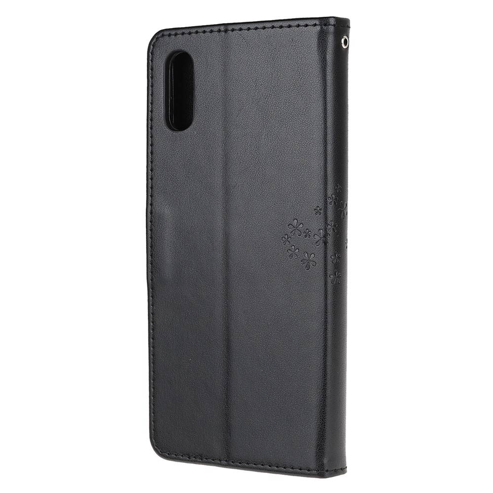 Imprint Tree Owl Leather Wallet Stand Case for Xiaomi Redmi 9A - Black-3