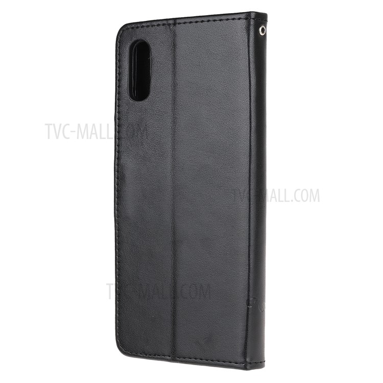 Imprint Butterfly Flowers Leather Wallet Stand Case for Xiaomi Redmi 9A - Black-3