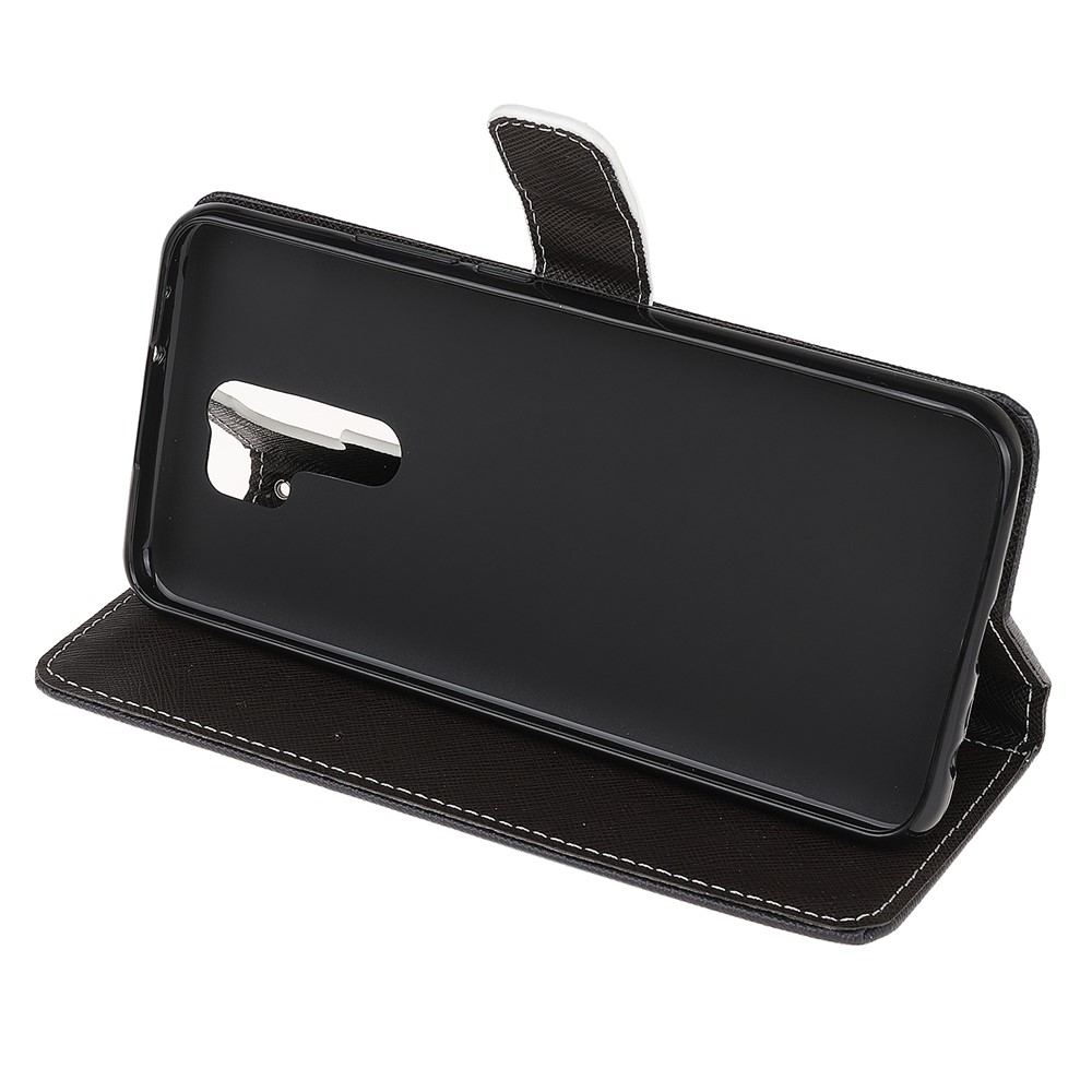 Padrão De Impressão Tampa Do Telefone Carteira De Couro Textura Cruz Com Alça Para Xiaomi Redmi 9 - Olhos De Gato-5