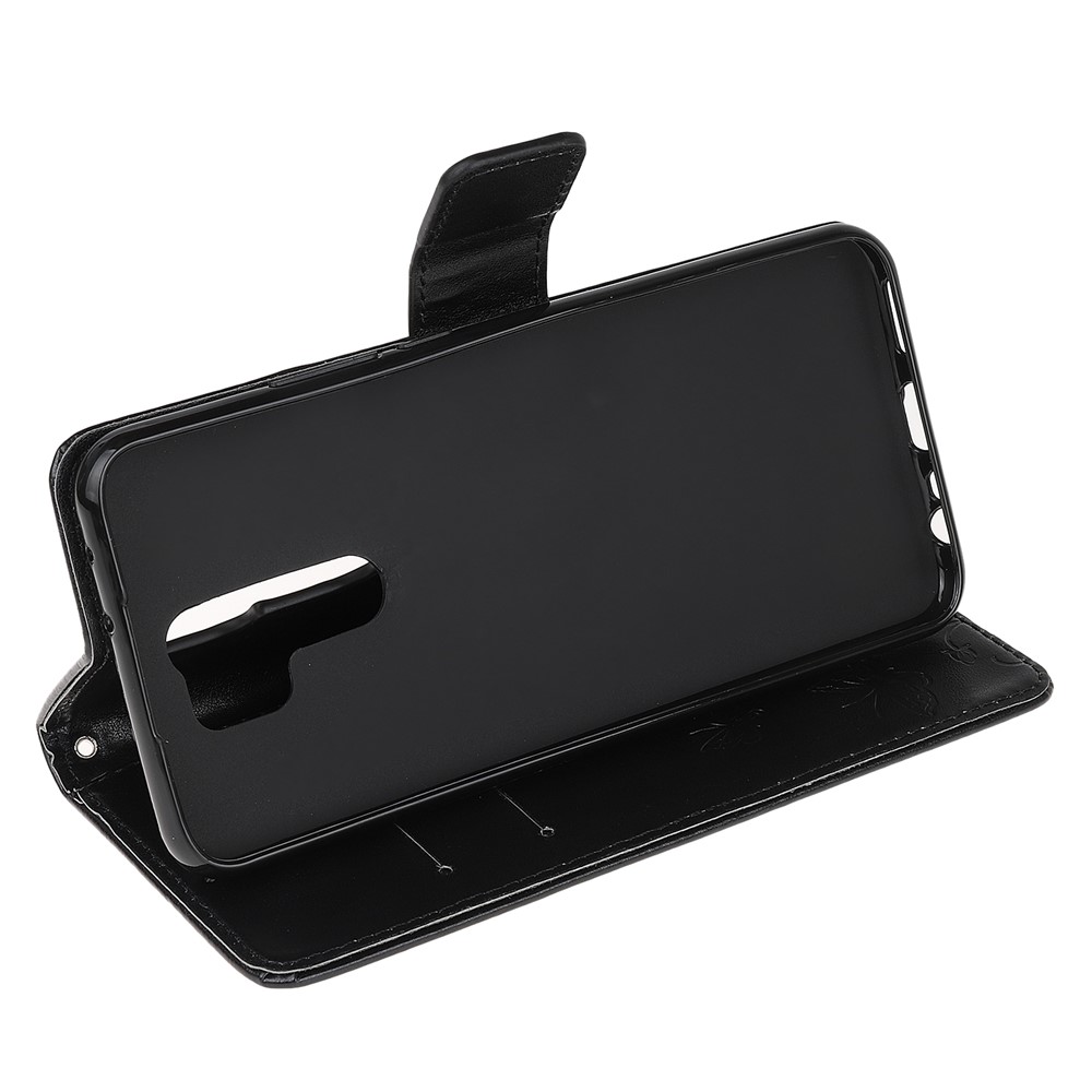 Borboleta Flor Capa De Couro Carteira Marca Para Xiaomi Redmi 9 - Preto-4