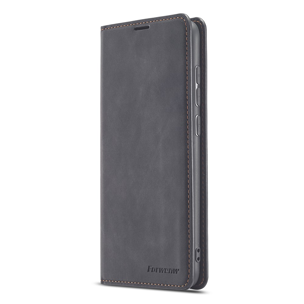 FORWENW Fantasy Series Silky Touch Leather Case for Xiaomi Redmi Note 9 / Redmi 10X 4G - Black-2