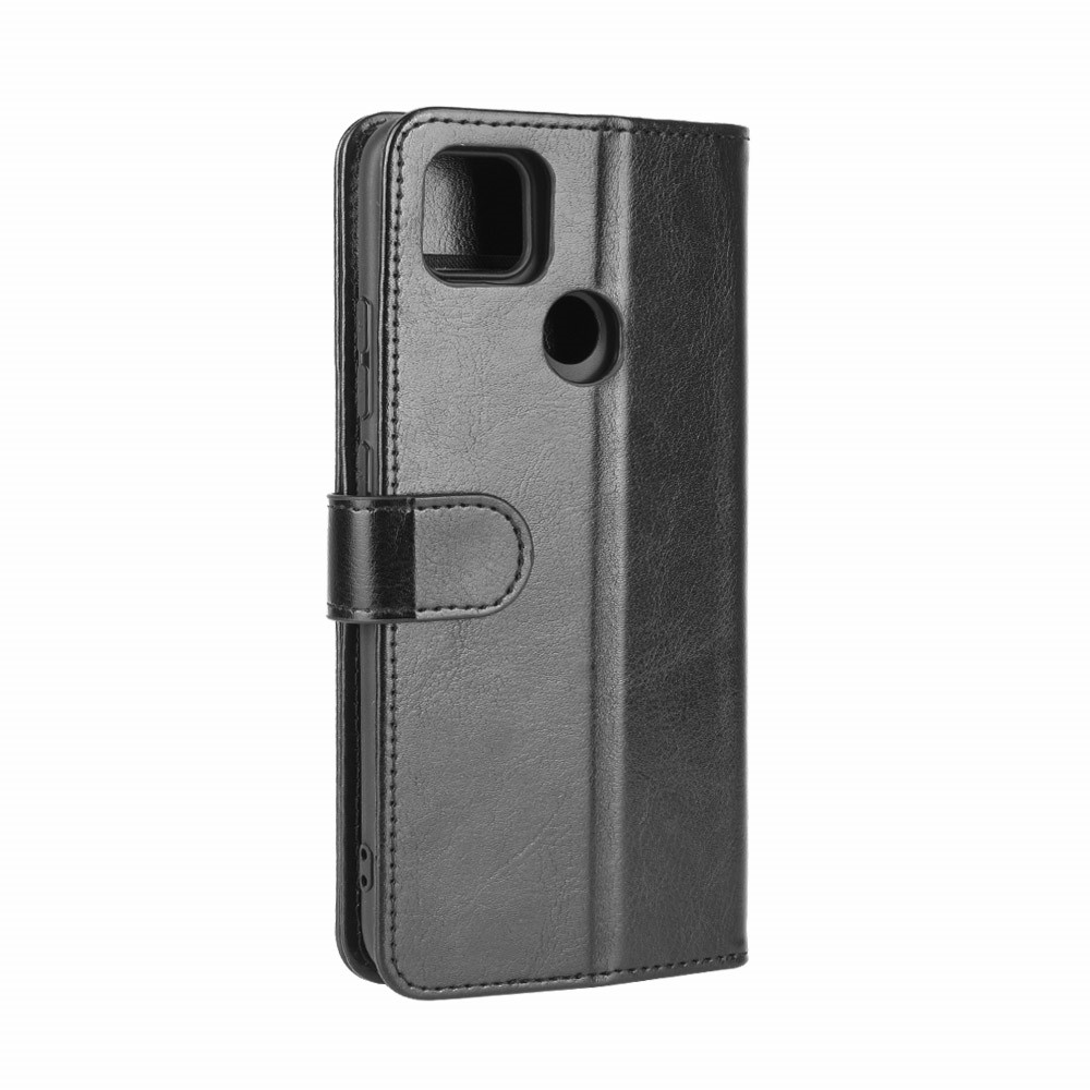 Crazy Horse Leather Wallet Stand Protection Couvercle Pour Xiaomi Redmi 9c / 9c NFC - le Noir