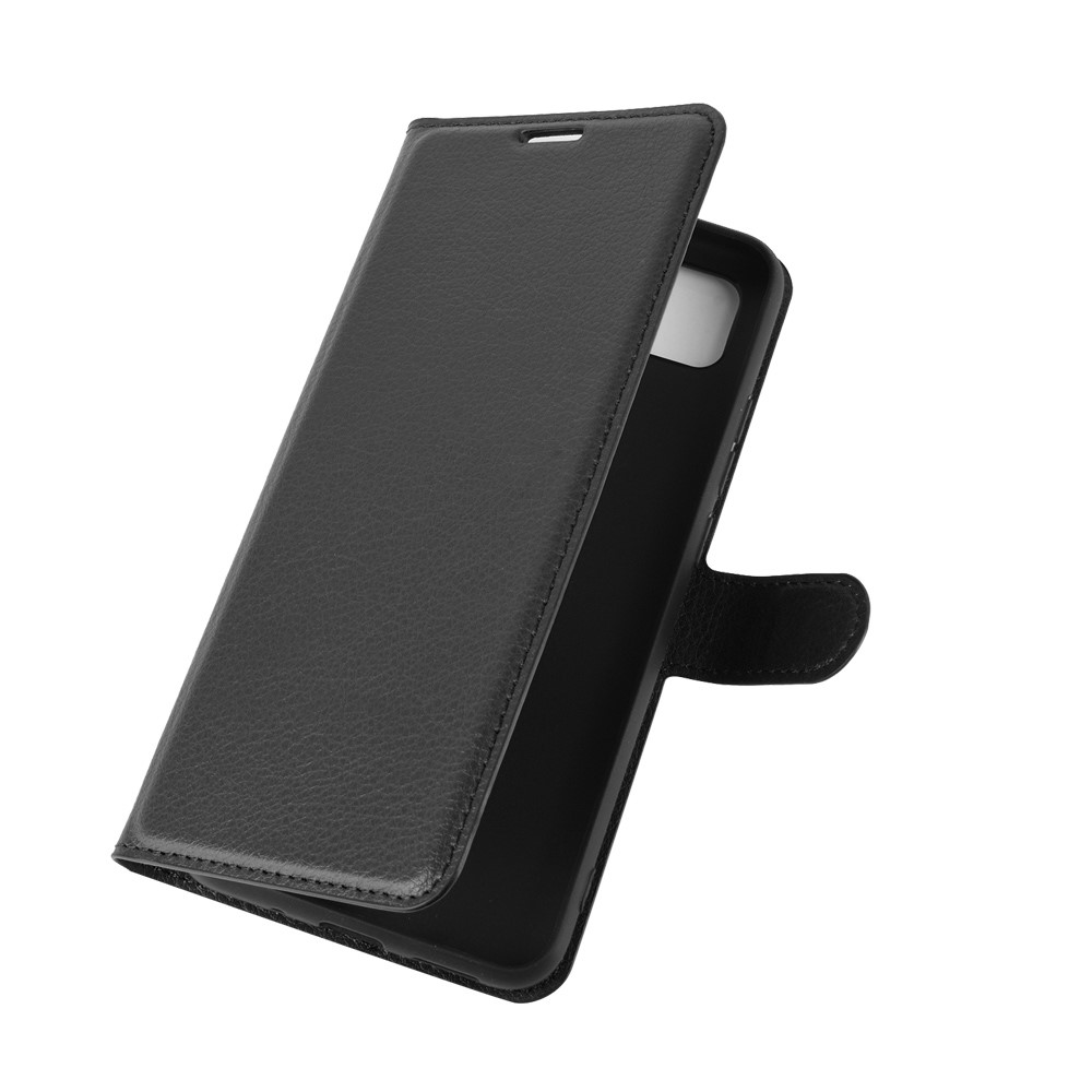 Étui de Téléphone Portable en Cuir en Cuir Litchi Skin Pour Xiaomi Redmi 9c / 9c NFC Flio Flip Leather Shell Cover Téléphone - le Noir