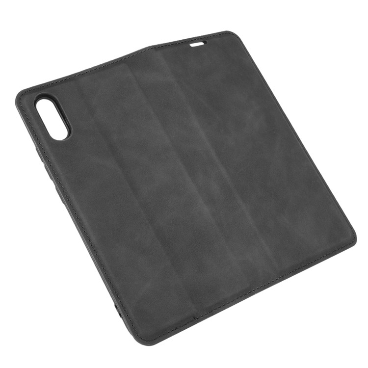 Silky Touch Flip Cover Leder Brieftaschenstand Telefon Hülle Für Xiaomi Redmi 9A - Schwarz